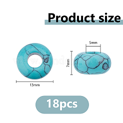 18 шт. синтетические бирюзовые европейские бусины с крупным отверстием&nbsp;G-DC0001-57