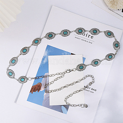 1 шт сплав с имитацией смолы бирюзового цвета овальные звенья цепи ремни&nbsp;AJEW-CY0001-79B