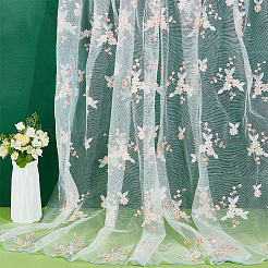 Полиэстер кружевная ткань с цветочным узором&nbsp;DIY-WH0061-021C