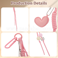 2 шт. 2-х цветные подвесные украшения из искусственной кожи и полиэфирной веревки в форме сердца&nbsp;HJEW-GF0001-62