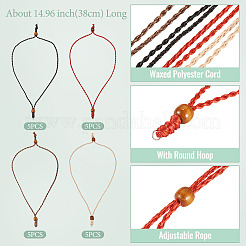 20 шт. 4-цветный регулируемый вощеный полиэстеровый шнур для изготовления ожерелий&nbsp;NJEW-TA00203