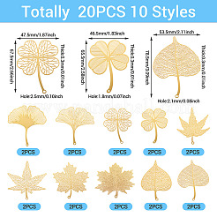 20 шт. 10 стиля латунных филигранных больших подвесок&nbsp;KKC-TA0001-03