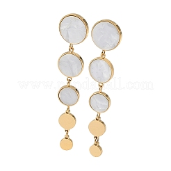 Плоские круглые серьги-гвоздики из акрила из нержавеющей стали 304&nbsp;LS-EJEW-F392-02G