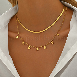 Женские модные ожерелья с кисточками и двумя слоями из нержавеющей стали 201&nbsp;DJ3409