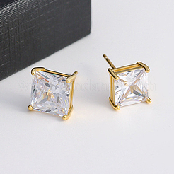 Элегантные квадратные серьги-гвоздики s925 с прозрачным кубическим цирконием&nbsp;XG6248