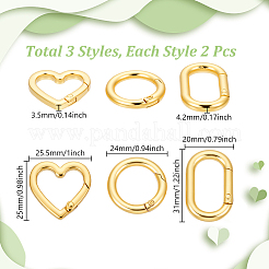 6 шт. 3 стиля латунных пружинных затворных колец&nbsp;KK-GA0002-11