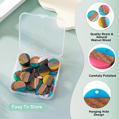 36 шт. подвески из двух цветов: прозрачной и непрозрачной смолы и орехового дерева&nbsp;RESI-TA0004-60