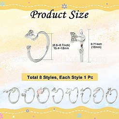 8 шт. 8 стиля кольца-манжеты из сплава&nbsp;RJEW-CJ0001-02