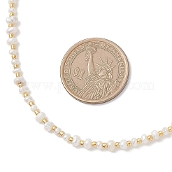 Женские ожерелья из натурального жемчуга рондель с бисерными стеклянными бусинами&nbsp;NJEW-JN05776