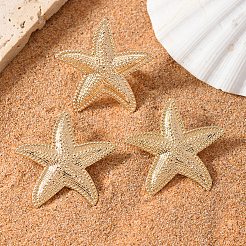 Комплекты серег-гвоздиков и колец-манжет в виде железных морских звезд для женщин&nbsp;RB5534-4