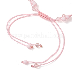 Браслеты из розового стеклянного бисера и плетеные браслеты из стеклянного бисера&nbsp;BJEW-MZ00313-01