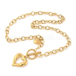 Ожерелья из нержавеющей стали 304 в форме сердца для женщин&nbsp;NJEW-B130-01G