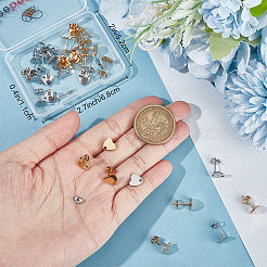 40 шт. 2 цвета фурнитура для сережек-гвоздиков из нержавеющей стали 304 в форме сердца&nbsp;STAS-BBC0002-37