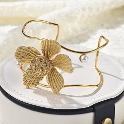 Браслеты-манжеты из нержавеющей стали 304 для женщин&nbsp;BJEW-Z091-04G-02