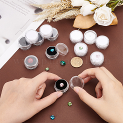 20 шт. 2-цветные круглые прозрачные пластиковые коробки для хранения россыпью алмазов с завинчивающейся крышкой и губкой внутри&nbsp;CON-PH0002-96