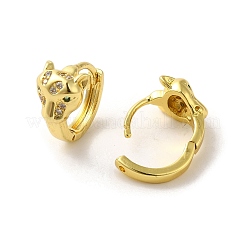 Латунные серьги-кольца с леопардовой головой&nbsp;EJEW-Q797-06D-G
