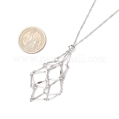 304 нержавеющая сталь пустой макраме мешочек кулон сингапурская цепочка ожерелья&nbsp;NJEW-JN05284-03