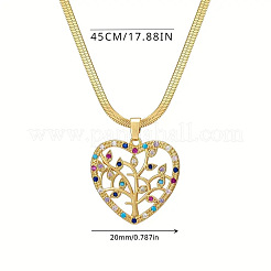 Латунные микропаве цветные кубические цирконии сердце кулон дерево жизни ожерелья для женщин&nbsp;FS-WG7F278-01