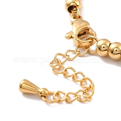 Браслет из круглой бусины из нержавеющей стали 201 с вакуумным покрытием PVD для женщин&nbsp;STAS-D179-03G-02