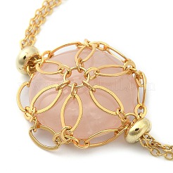 Латунный плетеный мешочек в виде ромба из макраме&nbsp;BJEW-JB09904-02