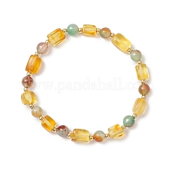 Эластичные браслеты из натурального янтаря и павлиньего агата для женщин.&nbsp;BJEW-JB13471