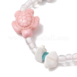 Браслеты из синтетической бирюзы и магнезита с плетением из бусин&nbsp;BJEW-JB11676