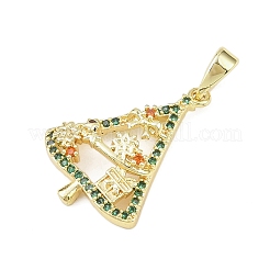 Рождественские латунные подвески с микропаве из фианита&nbsp;LS-KK-H518-03C-G