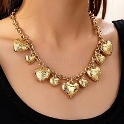 Ожерелья-нагрудники в виде цветка из сплава с текстурой в виде сердца для женщин&nbsp;LS-NJEW-S458-01G