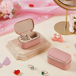 Портативные дорожные прямоугольные коробки для хранения ювелирных изделий из искусственной кожи на молнии&nbsp;LBOX-WH0007-001A