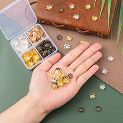 400шт 4 цвета 8-лепестковые железные колпачки для бусин&nbsp;IFIN-CJ0001-65