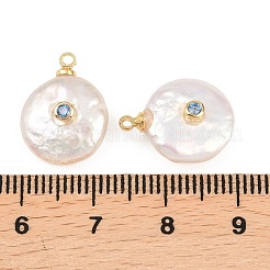 Подвески из латуни с микропаве из кубического циркония и натуральным жемчугом&nbsp;KK-Z146-07C-04