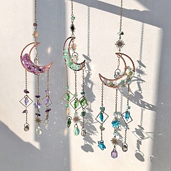 Натуральные зеленые авантюриновые чипсы лунные подвески украшения&nbsp;HJEW-FS00027-03