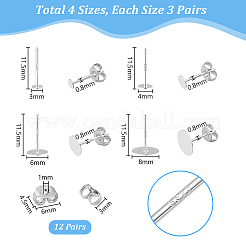925 серебряная фурнитура для плоских серег-пусетов&nbsp;STER-PH0002-77