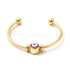 Лэмпворк злой глаз открытый браслет-манжета из бисера&nbsp;BJEW-F434-07
