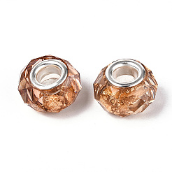 Прозрачные европейские бусины-рондель из смолы&nbsp;RESI-N044-01D