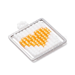 Квадратный стеклянный бисер ручной работы с подвесками в форме сердца&nbsp;PALLOY-MZ00928-04