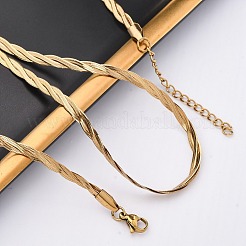 Ожерелья из витой цепи-змейки из нержавеющей стали 304&nbsp;NJEW-Q013-08G