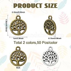 100 шт. 2 цвета подвески из сплава в тибетском стиле&nbsp;TIBEP-YW0002-25