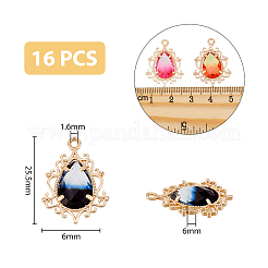 16 шт. 8-х цветные подвески из золотистой латуни&nbsp;GLAA-DC0001-16