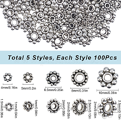 500 шт. 5 стиля тибетских бусин-разделителей в виде маргариток из сплава&nbsp;FIND-SP0002-22A