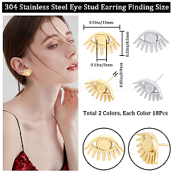 18 пара 2 цветов 304 нержавеющая сталь серьги-гвоздики с глазом фурнитура&nbsp;STAS-CN0001-34