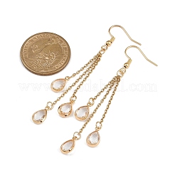 Серьги-капли из латуни и стекла&nbsp;EJEW-JE06579