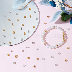 600 шт. 2-х цветные железные бусины-разделители со стразами&nbsp;RB-ME0001-03