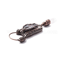 Большие подвески из натурального друзового агата и кварцевого хрусталя&nbsp;G-M383-06R