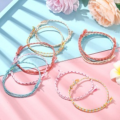 10шт 5 цвета плетеный браслет из хлопкового шнура ручной работы&nbsp;BJEW-YW00006