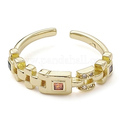 Стойка покрытие латунь микро паве кубический цирконий открытые манжеты кольца&nbsp;RJEW-K257-23G