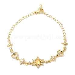 Латунь микро проложить кубического циркония браслеты ссылку&nbsp;BJEW-H639-06G