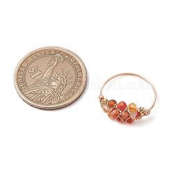 Натуральные бусины из сердолика с цельными круглыми латунными бусинами и кольцами из экологически чистой медной проволоки&nbsp;RJEW-TA00184-02