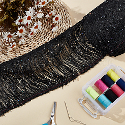 Отделка полиэфирной лентой с кисточками и пайетками&nbsp;OCOR-WH0078-145A