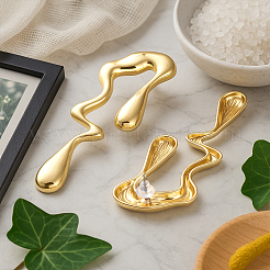 2 пара сережек-гвоздиков из двухцветного сплава для женщин&nbsp;EJEW-GO0002-11